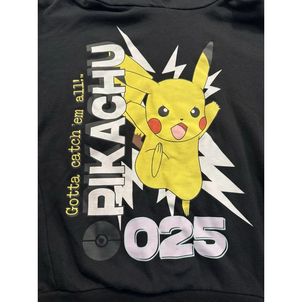 Pokemon Pikachu Black Hoodie 2023 License Gotta Catch Em All! 025 12-13 Years Sz - Picture 11 of 15